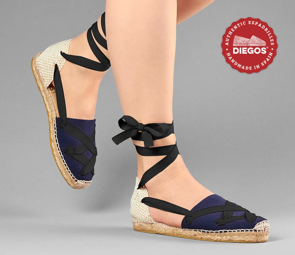 Navy blue flat Lola classic laces espadrilles