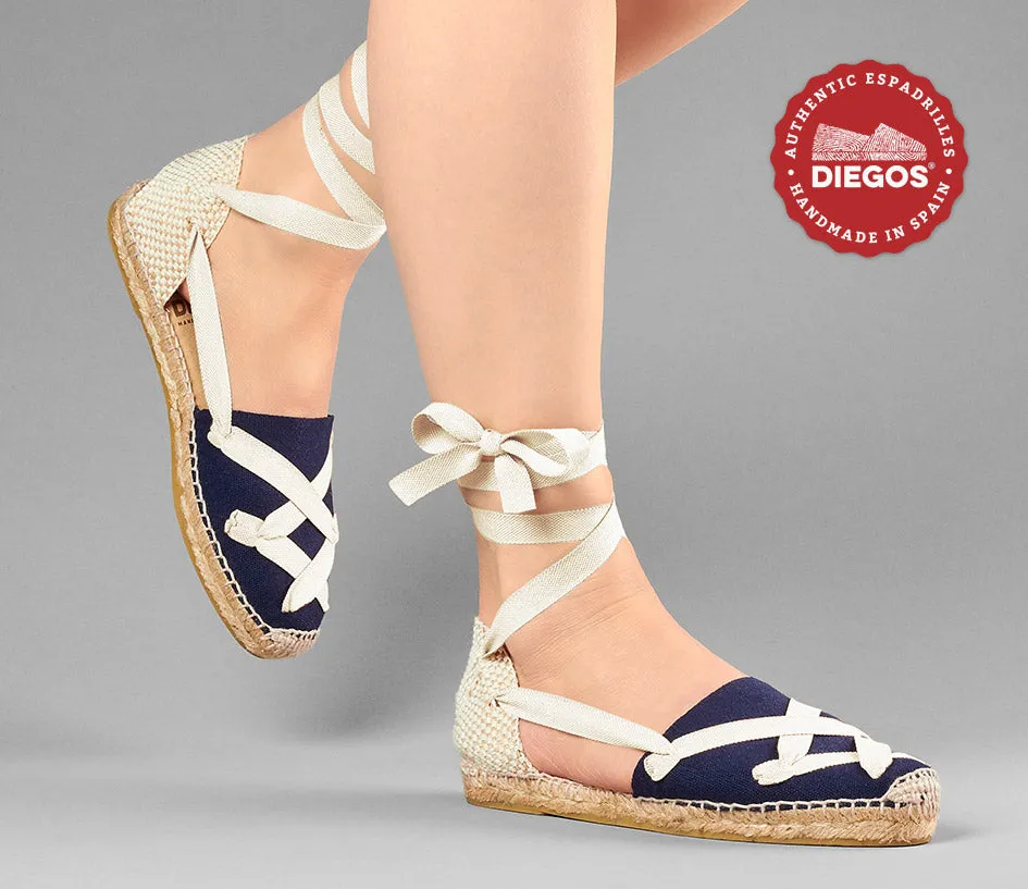 Navy blue flat Lola classic laces espadrilles