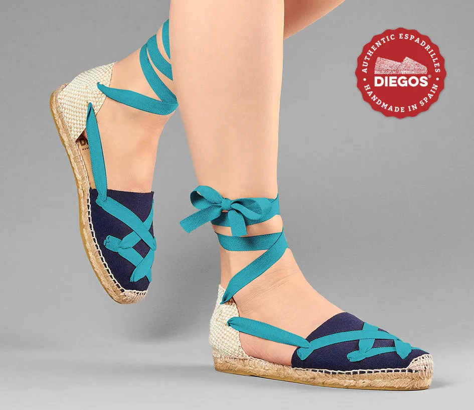 Navy blue flat Lola classic laces espadrilles