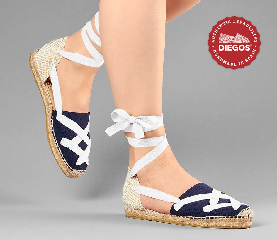 Navy blue flat Lola classic laces espadrilles