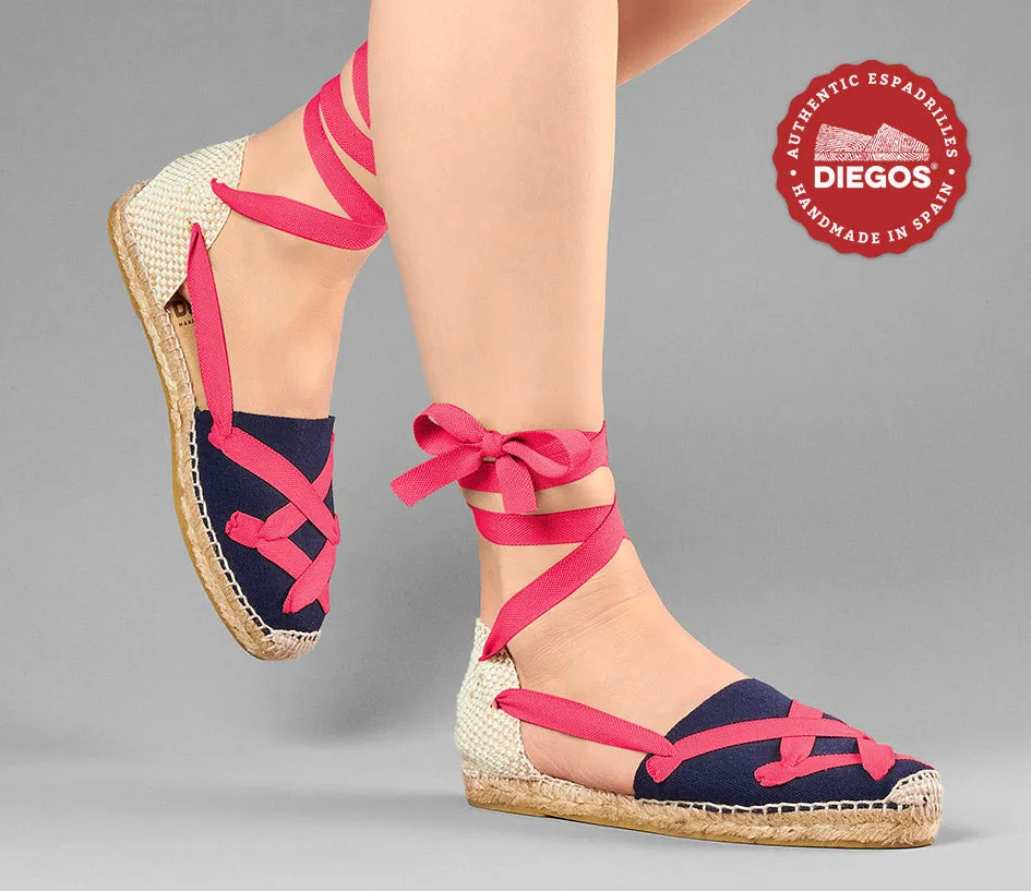 Navy blue flat Lola classic laces espadrilles