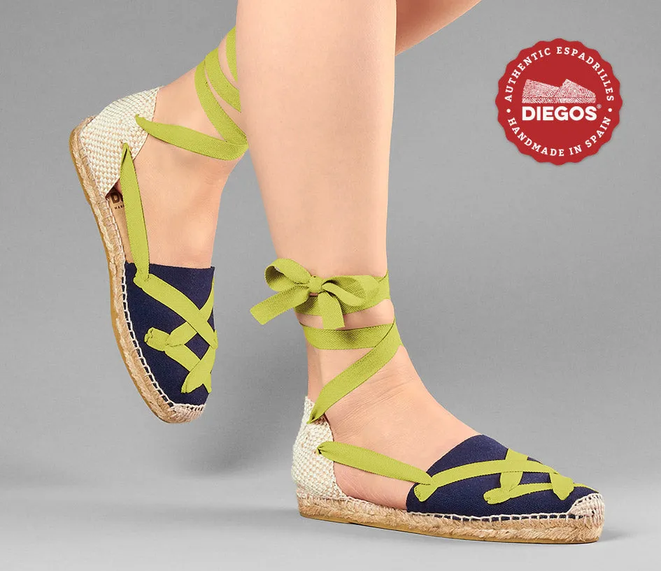 Navy blue flat Lola classic laces espadrilles
