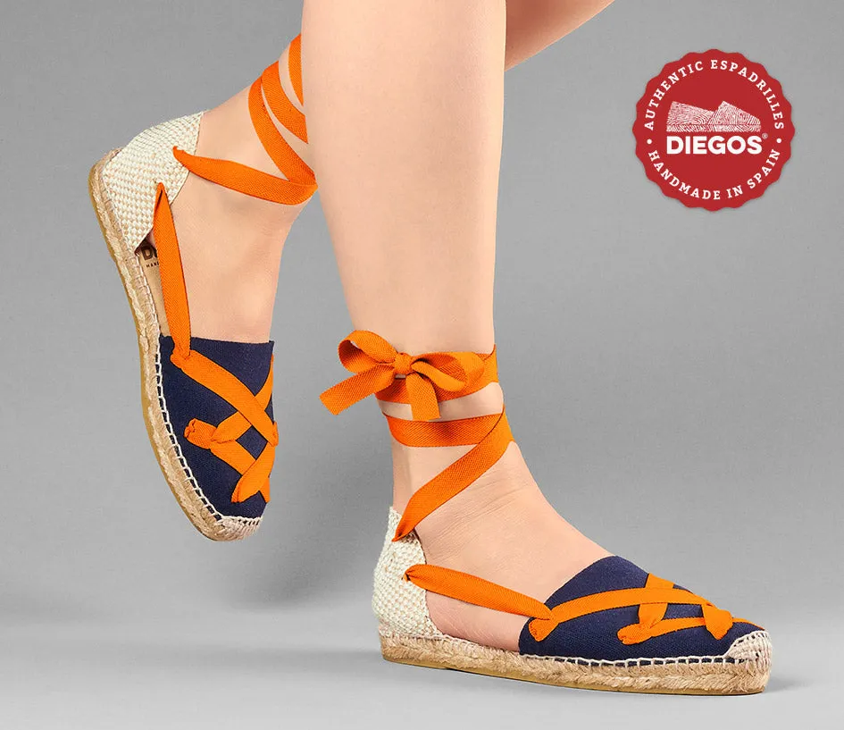 Navy blue flat Lola classic laces espadrilles