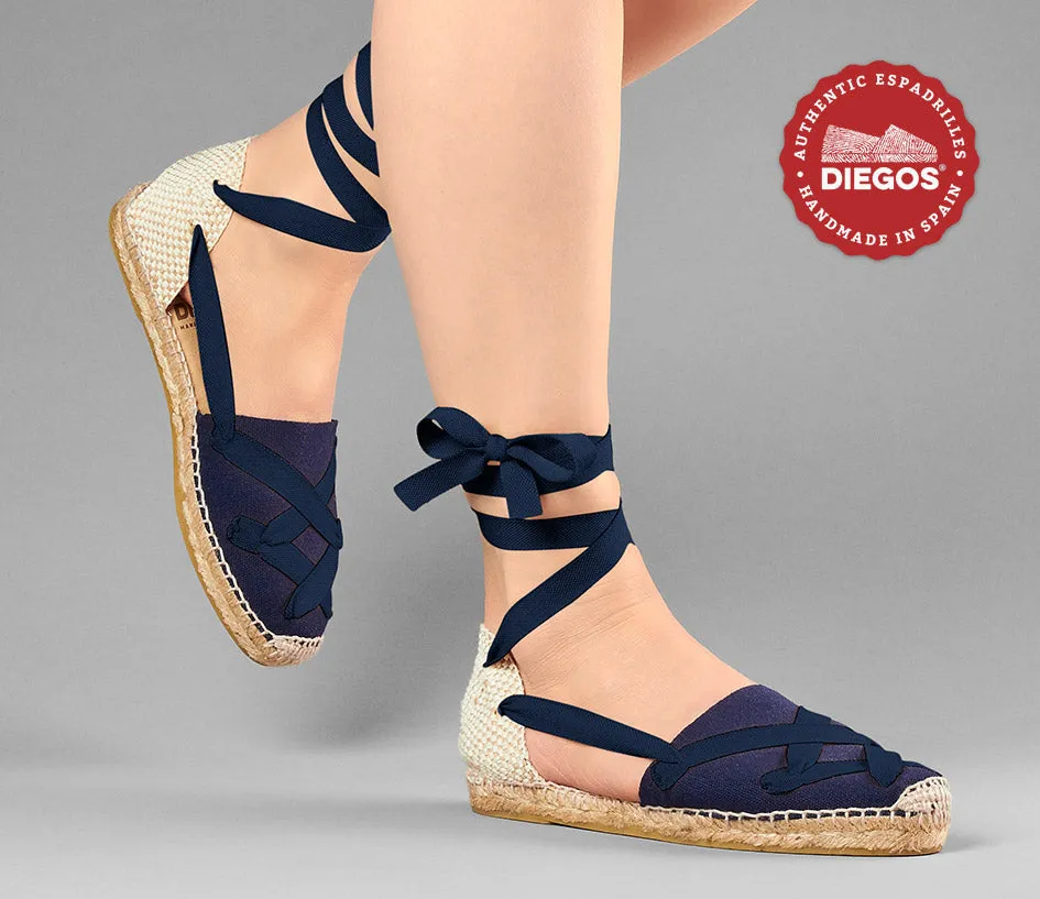 Navy blue flat Lola classic laces espadrilles