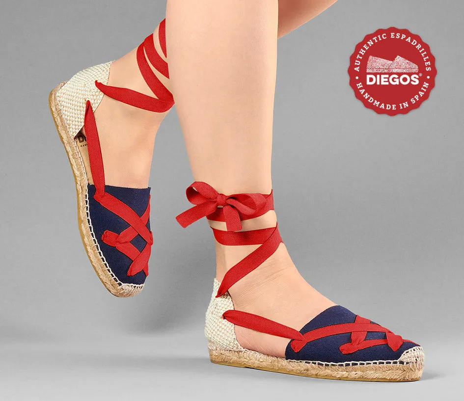 Navy blue flat Lola classic laces espadrilles