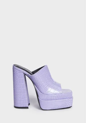 Neon Purple Sky High Platform Mules