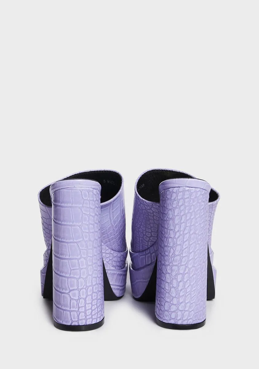 Neon Purple Sky High Platform Mules