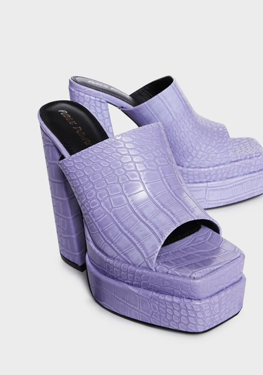 Neon Purple Sky High Platform Mules
