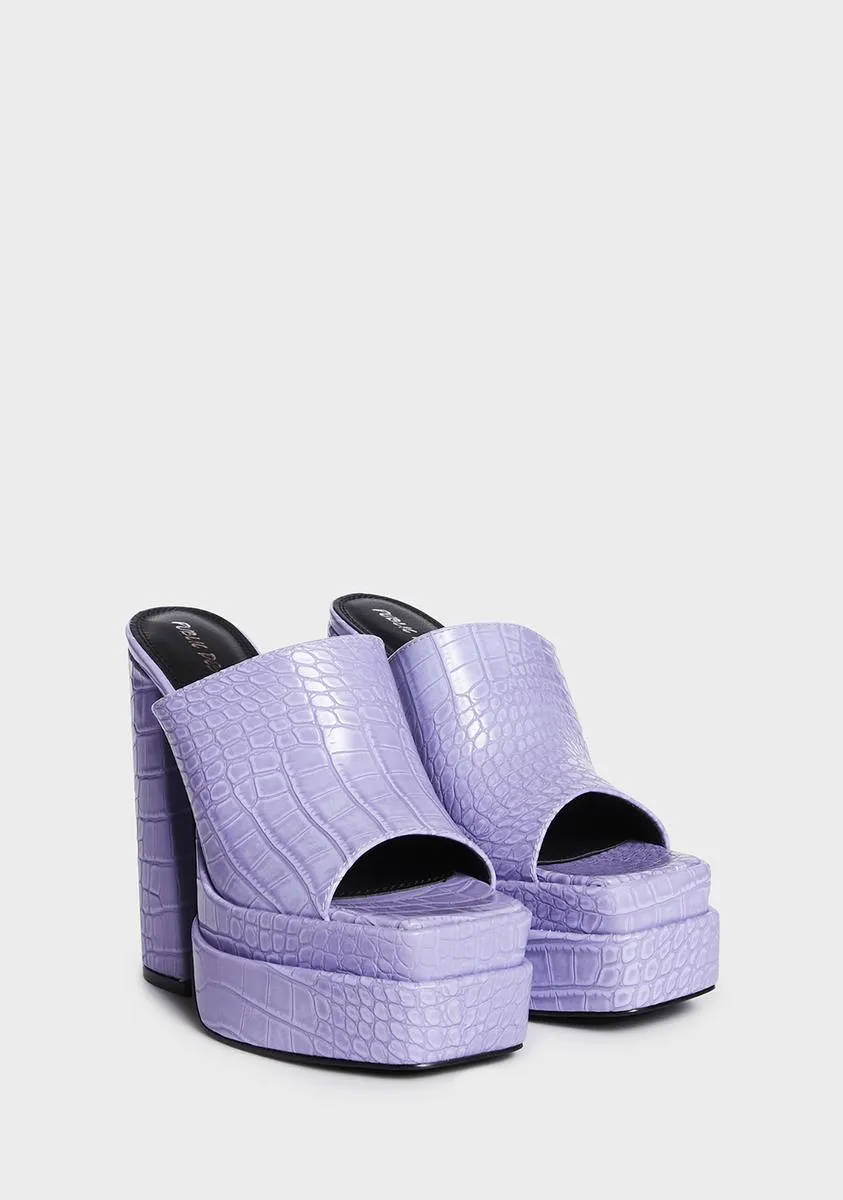 Neon Purple Sky High Platform Mules