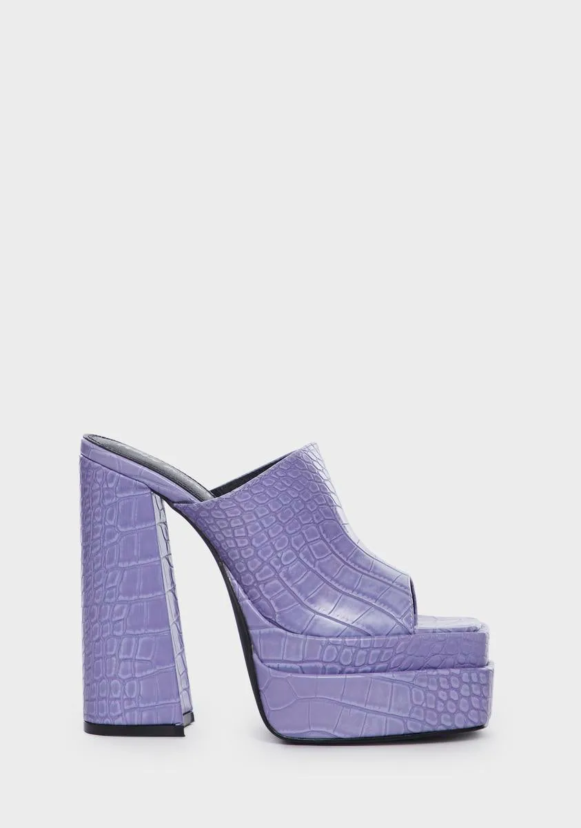 Neon Purple Sky High Platform Mules