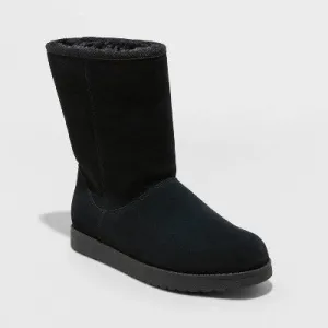 New - Universal Thread Women's Leather Faux Fur Mid Calf Shearling-Style Boots Suede