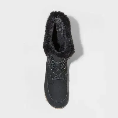 New - Universal Thread Women's Tall Mid-Calf Winter Snow Boots Faux Fur Waterproof