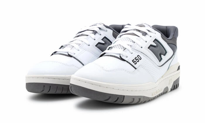New Balance 550 White Dark Grey Sustainable Manufacturing Trendy Appearance