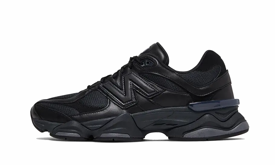 New Balance 9060 Triple Black Leather Waterproof Coating Cushioned Walk