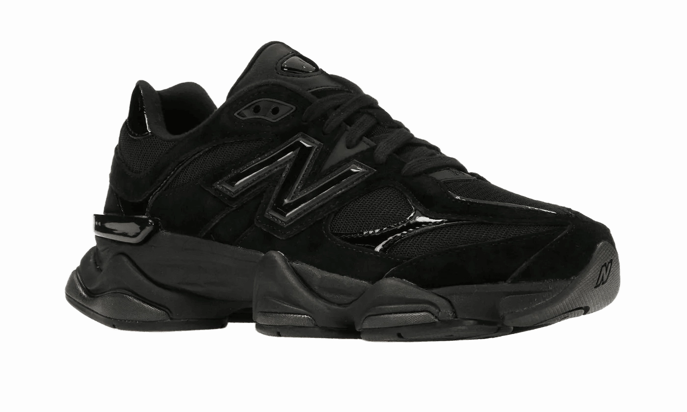 New Balance 9060 Triple Black Patent Enhanced Grip Pattern