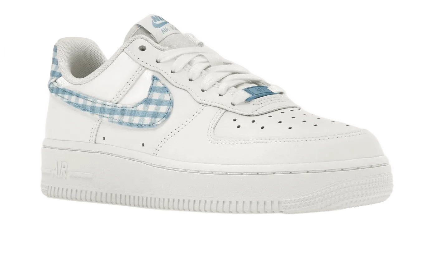 Breathable piece Flat Outsole Nike Air Force 1 Low '07 Essential White University Blue Gingham