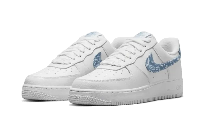 Nike Air Force 1 Low '07 Essential White Worn Blue Paisley Anti Fatigue System Urban Cool