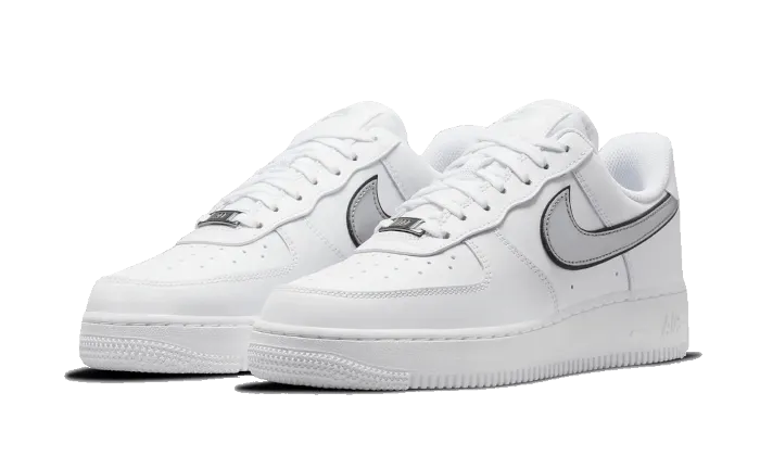 Nike Air Force 1 Low Essential White Metallic Silver Zero Drop Profile Extended Heel Counter