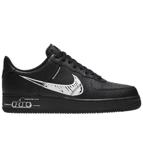 Nike Air Force 1 Low Sketch Black leather running shoes running in stadium