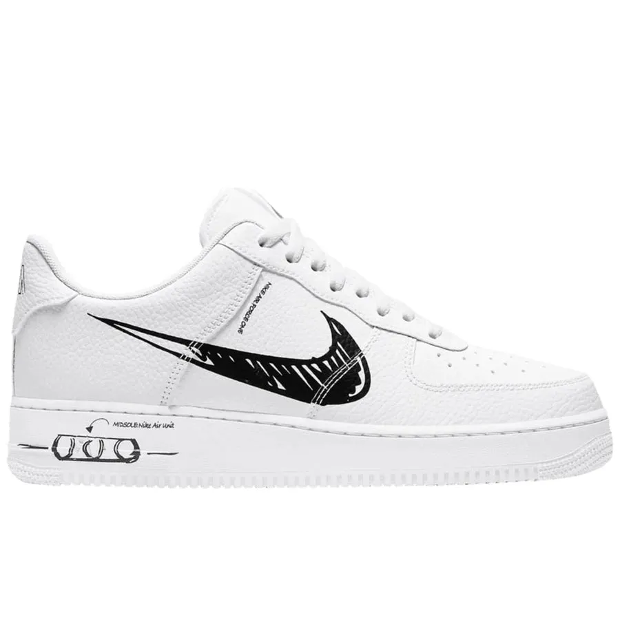 Nike Air Force 1 Low Sketch White Black thick sole shoes