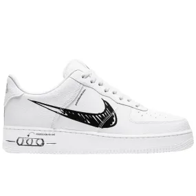 Nike Air Force 1 Low Sketch White Black thick sole shoes