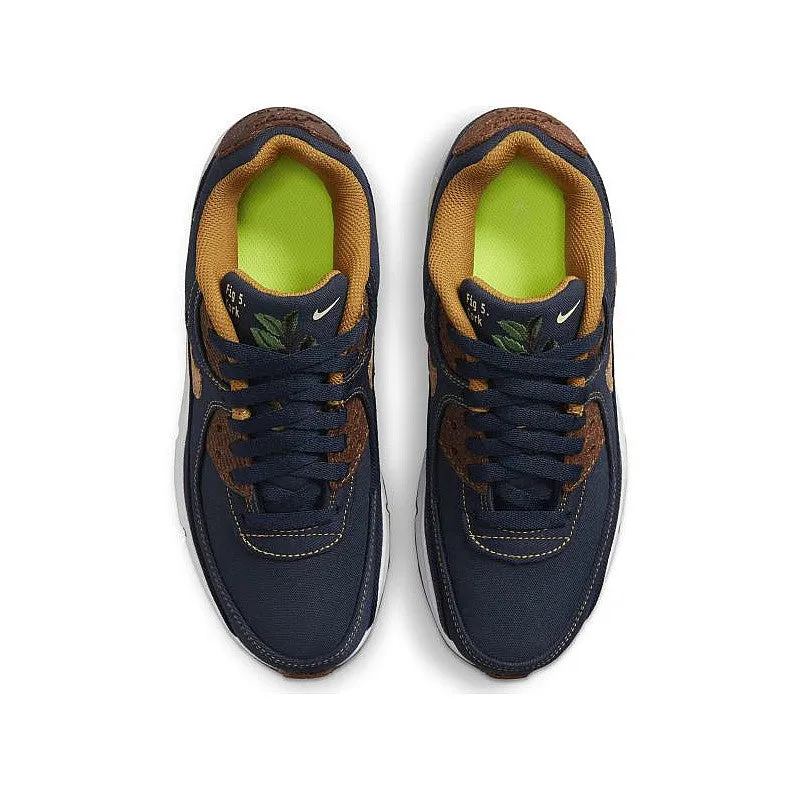 Nike AIR MAX 90 SE OBSIDIAN-WHEAT-COCONUT MILK-WHI Breathable mesh construction Fashion Staple