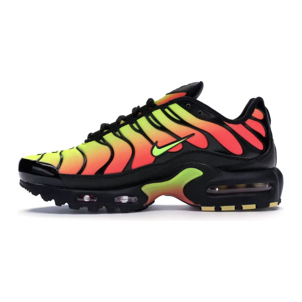 Comfortable Midfoot joint flexibility running shoe improvement Nike Air Max Plus Black Volt Solar Red (Women's)