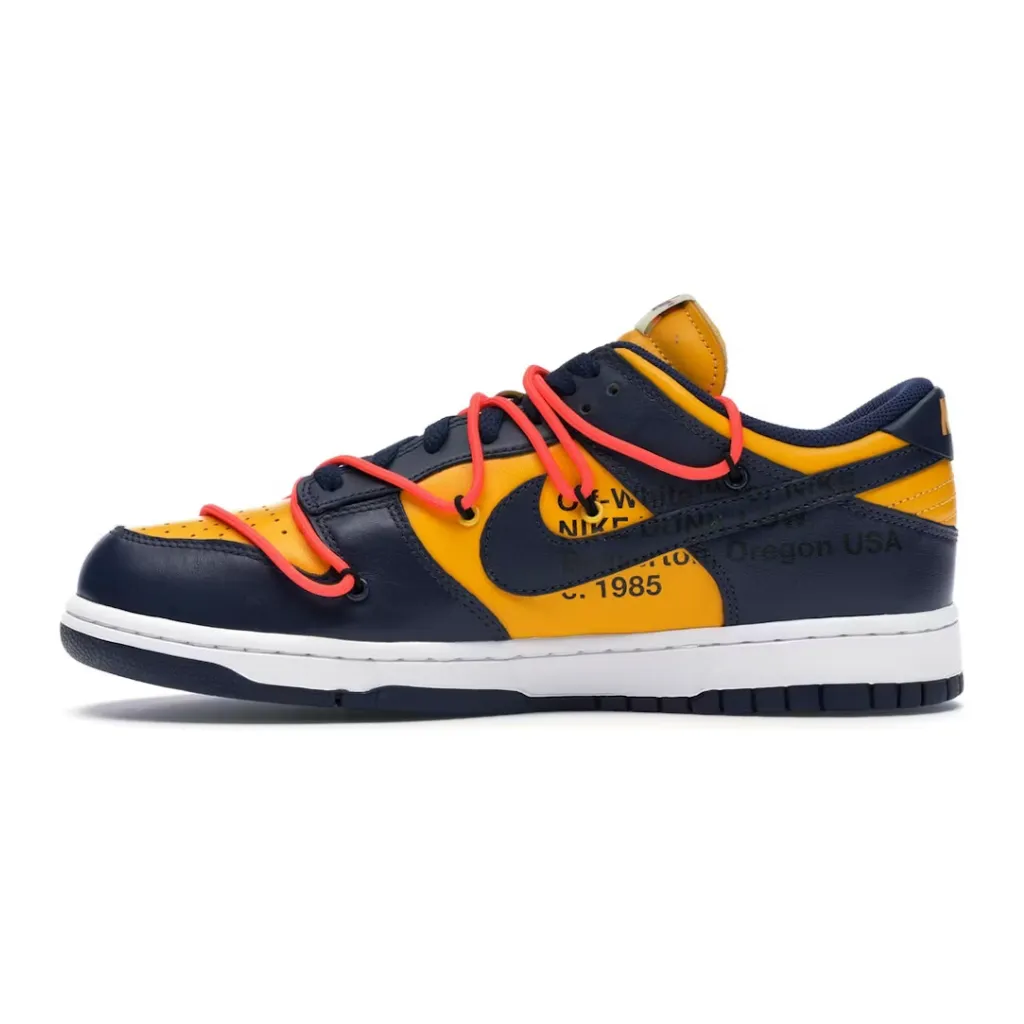 Nike Dunk Low Off White University Gold Midnight Navy Smooth Outsole