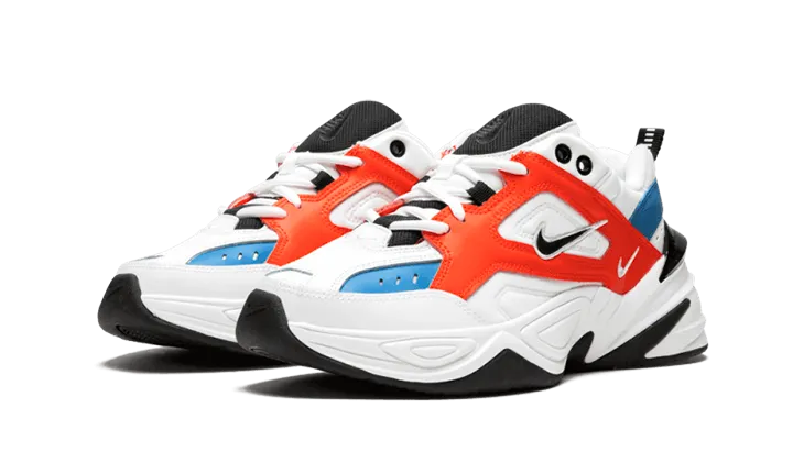 Nike M2K Tekno White Black Orange Cushioned Tongue Grip Enhanced Outsole