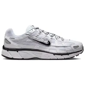 Nike P-6000 White Metallic Silver Black breathable running shoes Comfort Shock