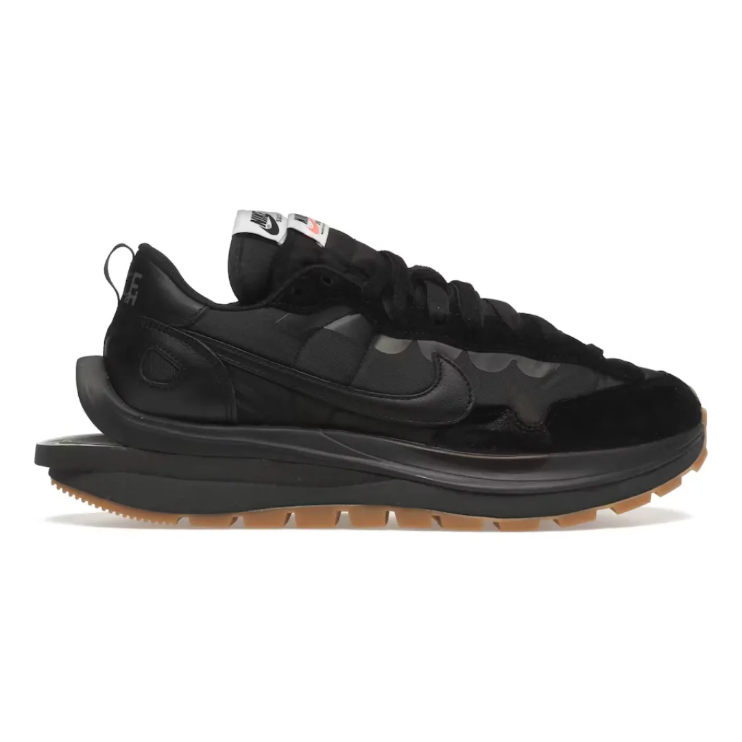 Nike Vaporwaffle Sacai Black Gum running in a concrete bridge area shoes Pro Cushioning