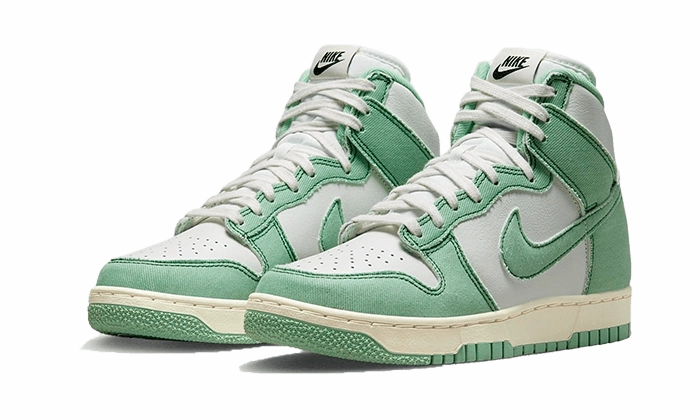 Nike Dunk High 1985 Enamel Green Denim Lateral Stability Abrasion Resistant Mesh