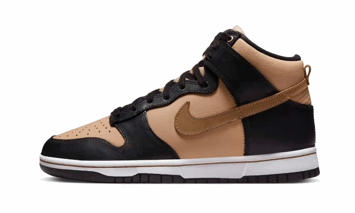 Minimalist Layered Design Fast Step Nike Dunk High LXX Black Flax