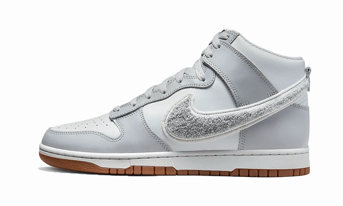 Tailored Design Professional Fit Nike Dunk High Retro Chenille Swoosh White Grey