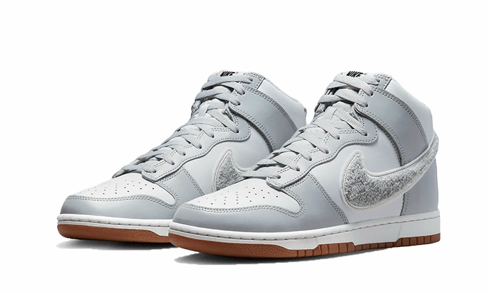 Dual Density Midsole Nike Dunk High Retro Chenille Swoosh White Grey