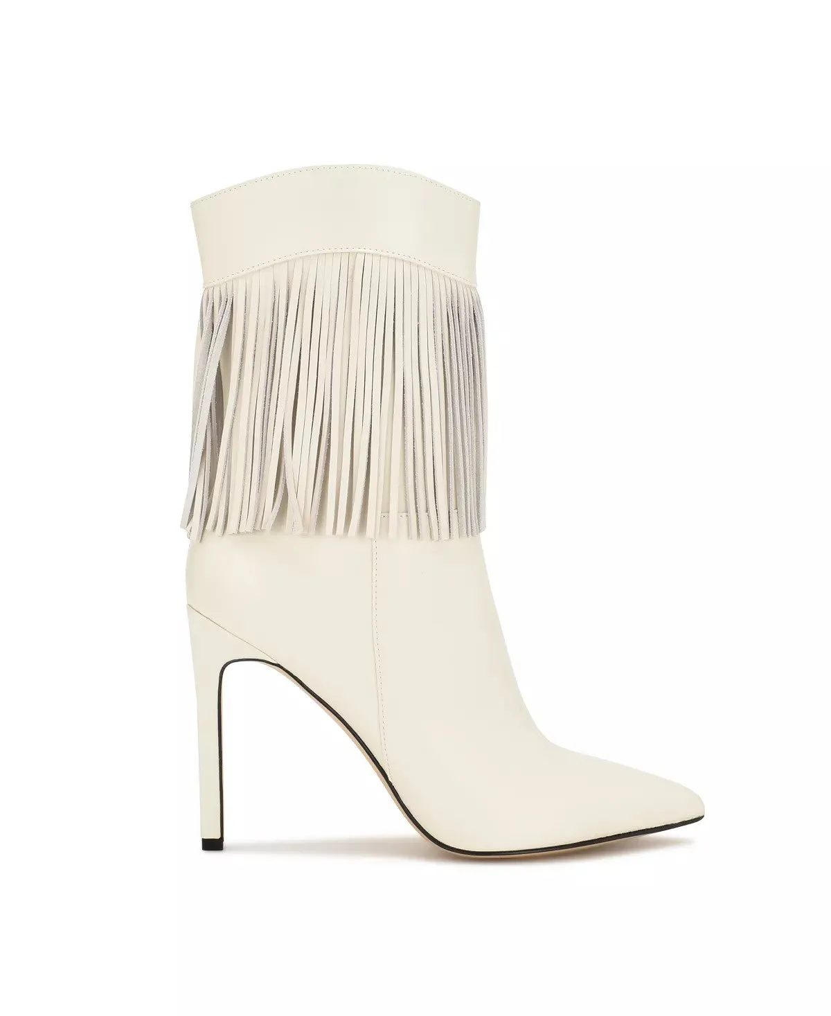 Nine West Tries3 Ivory Leather Fashion Pointed Toe Womens Dress Ankle Booties
