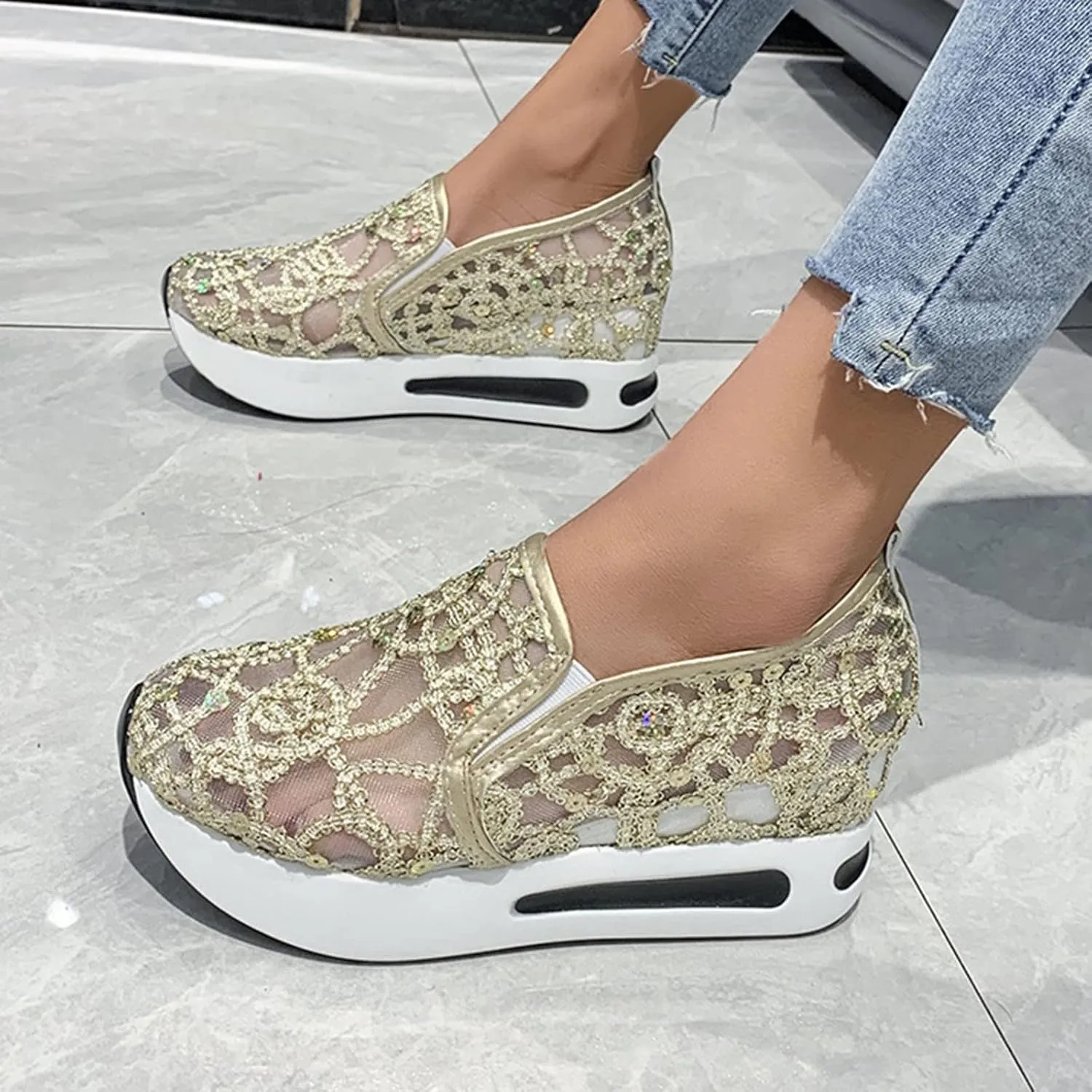Non Slip Shoes for Women Food Service Plantar Fasciitis Womens Tennis Shoes Size 9 Wide Nursing Shoes Women Comfortable Slip On Casual White Platform Sneakers for Women Cycling Shoes Women Outdoor
