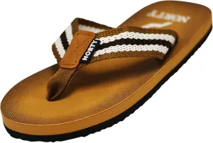 Norty BOYS 11-4 SANDAL CAMEL BROWN STRIPE