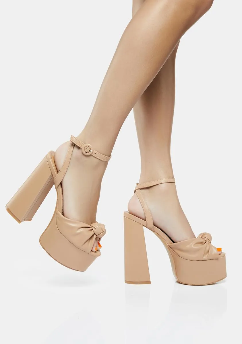 Nude Knot On Platform Heels