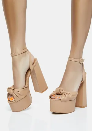 Nude Knot On Platform Heels