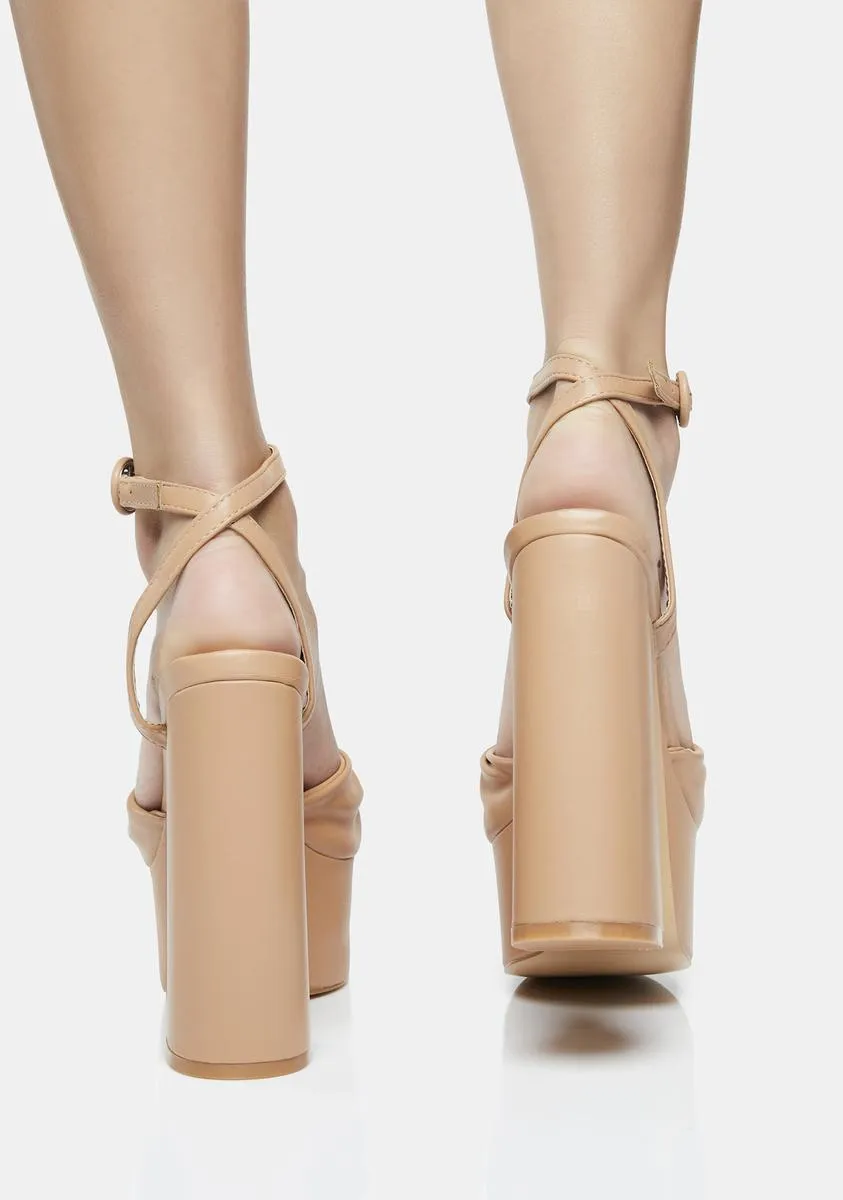 Nude Knot On Platform Heels