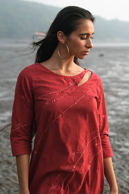 Okhai 'Joanna' Pure Cotton Hand Embroidered Mirror Work Kurta