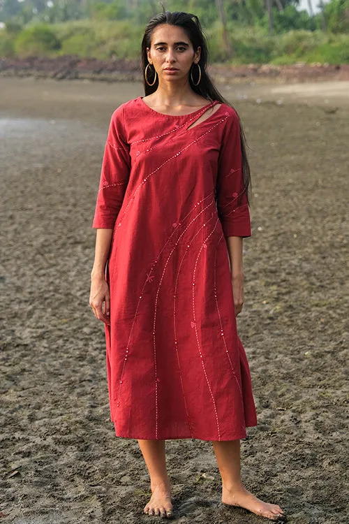 Okhai 'Joanna' Pure Cotton Hand Embroidered Mirror Work Kurta
