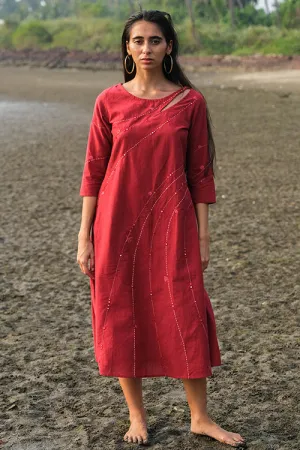 Okhai 'Joanna' Pure Cotton Hand Embroidered Mirror Work Kurta