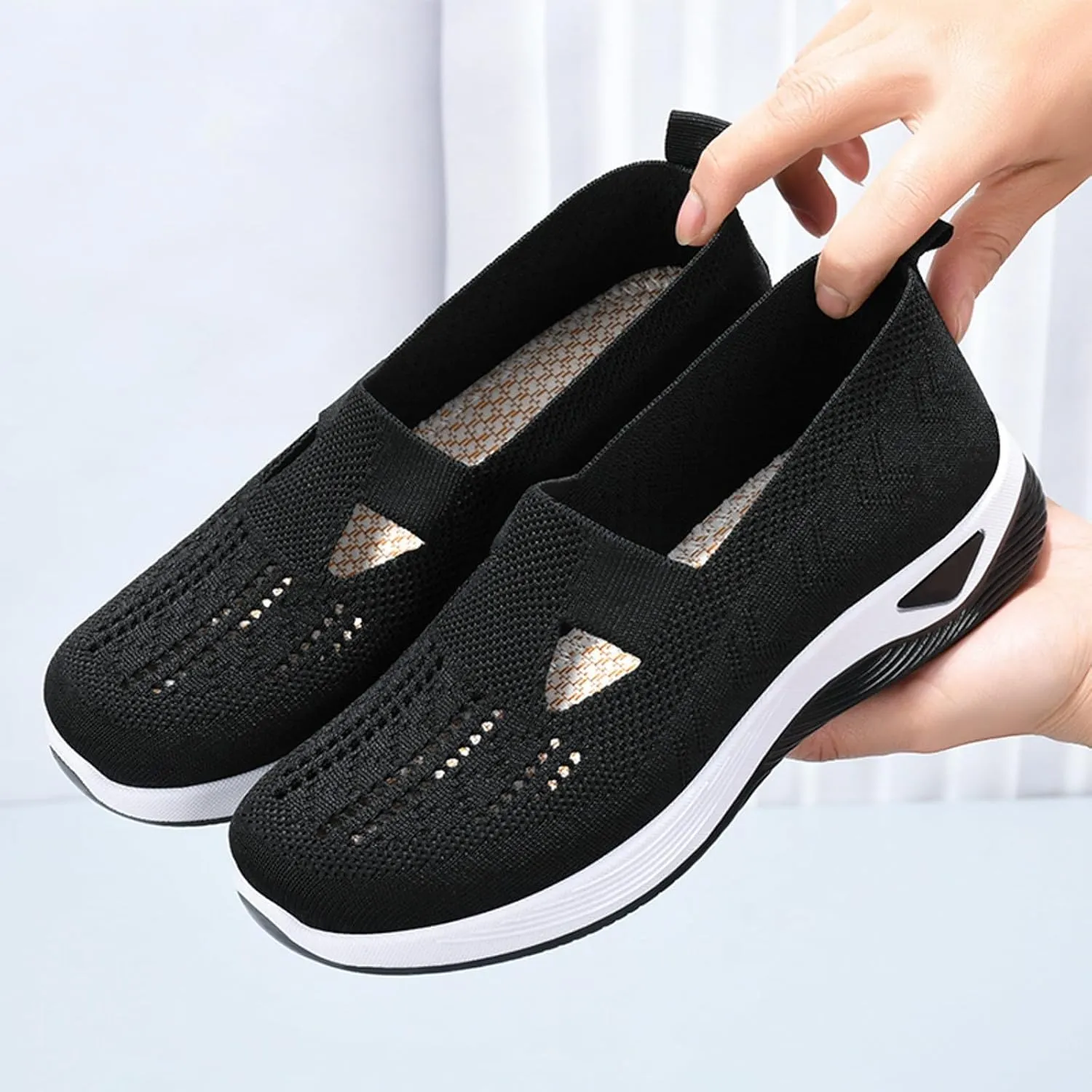 Orthopedic Comfortable Walking Shoes for Women Slip On Sneakers with Arch Support Casual Loafers Plantar Fasciitis Relief Foot Heel Pain Diabetic