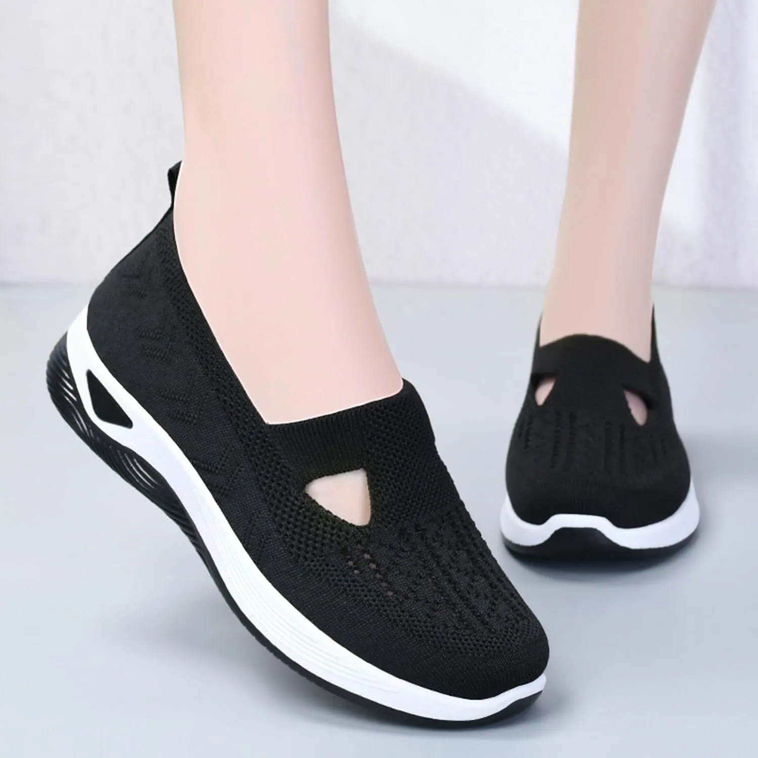 Orthopedic Comfortable Walking Shoes for Women Slip On Sneakers with Arch Support Casual Loafers Plantar Fasciitis Relief Foot Heel Pain Diabetic