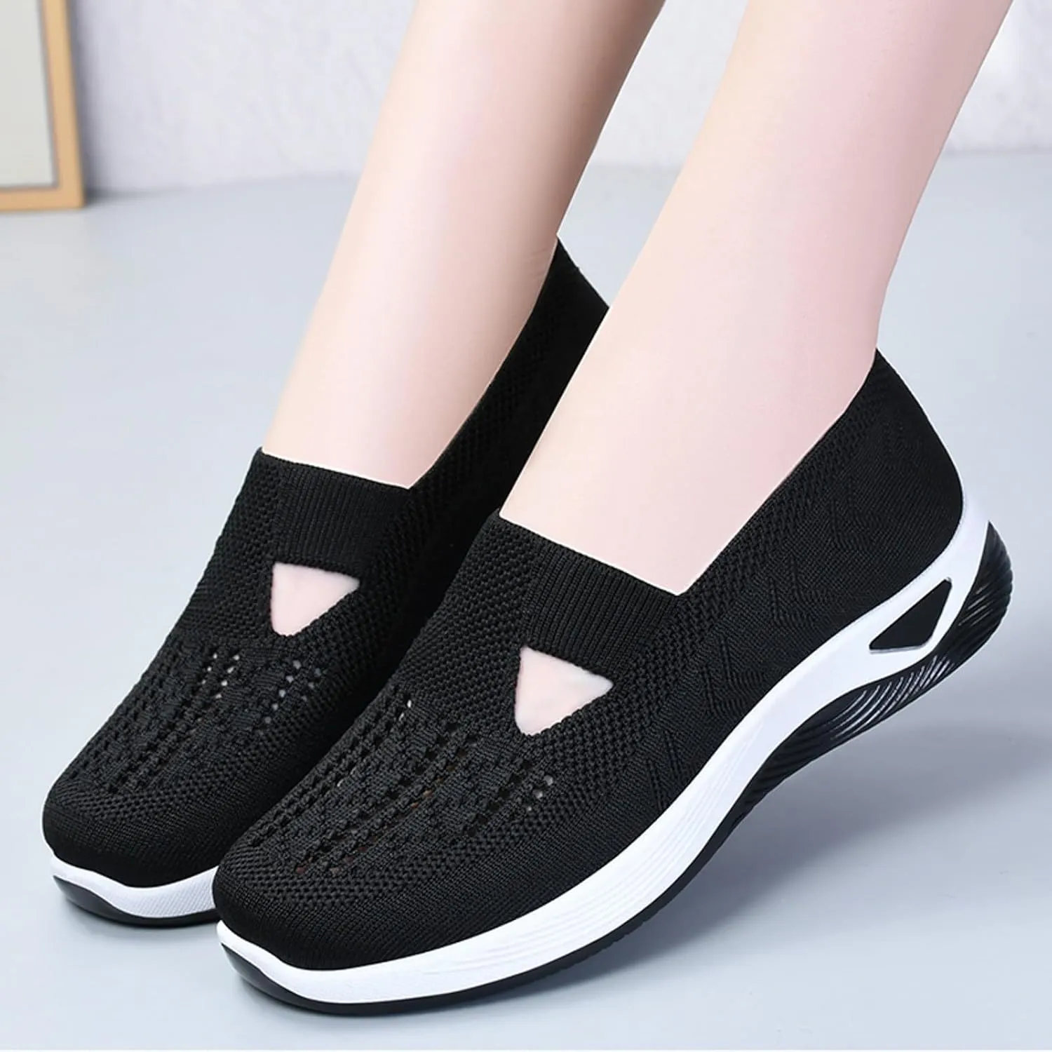 Orthopedic Comfortable Walking Shoes for Women Slip On Sneakers with Arch Support Casual Loafers Plantar Fasciitis Relief Foot Heel Pain Diabetic