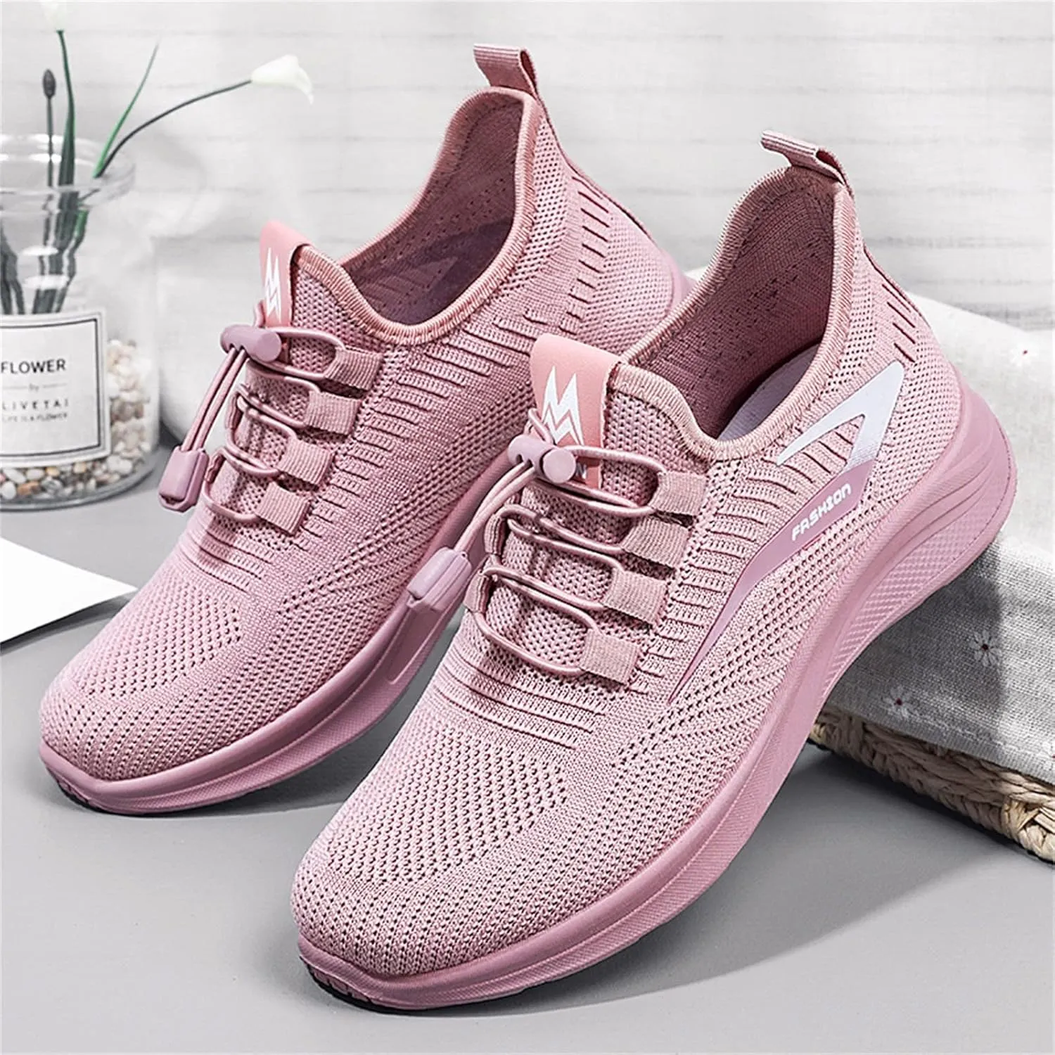 Orthopedic Shoes for Women Running Walking Fashion Strappy Volleyball Canvas Mesh Knit Sneakers Low Top Simple Wedge Shoes