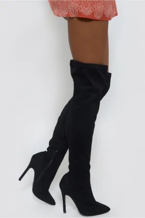 Over The Knee Black Suede Boots