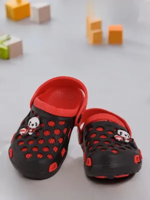 Panda-Themed Clogs for Boys - Red and Black